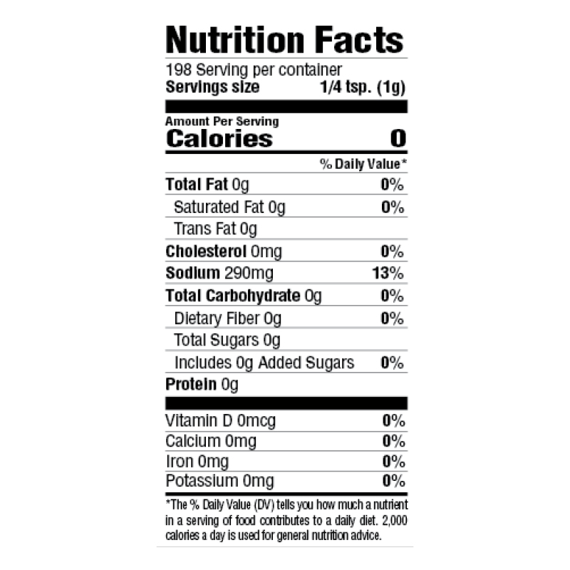 BOLD Creole Seasoning Nutrition Facts