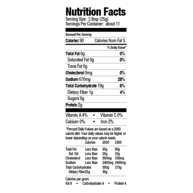 Crispy Creole Fish Fry Mix Nutrition Facts