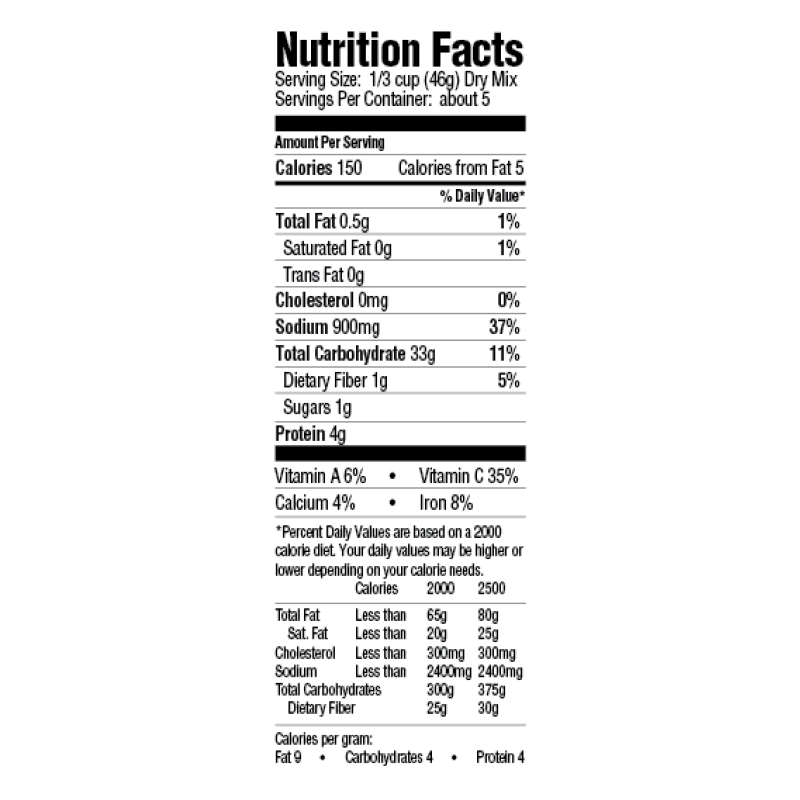 Creole Dirty Rice Dinner Mix Nutrition Facts