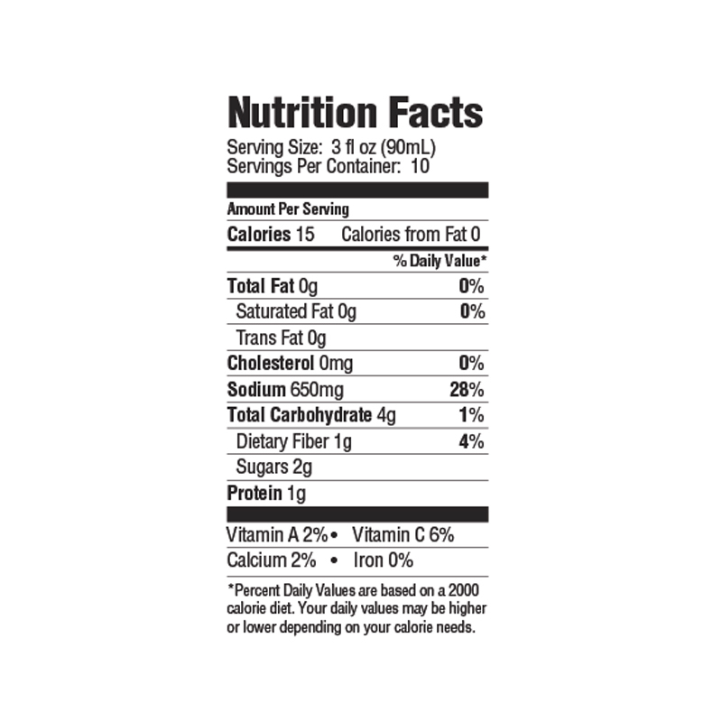 Tony Chachere’s Bloody Mary Mix Nutrition Facts