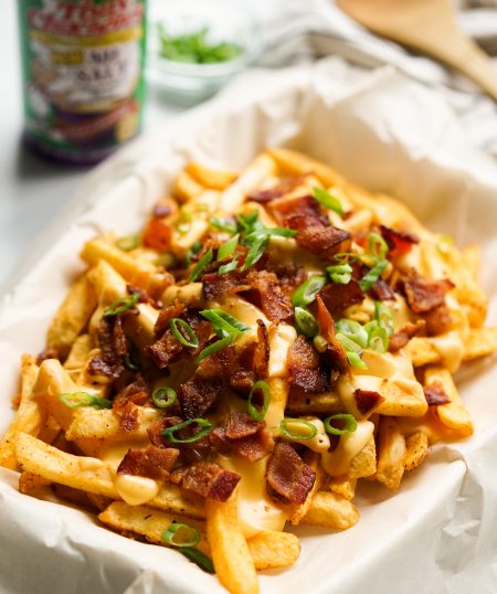 Baked Cajun Fries With Cheese Sauce