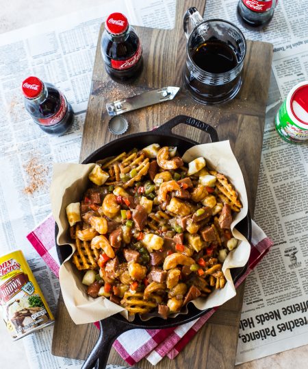 Cajun Poutine with Shrimp and Sausage