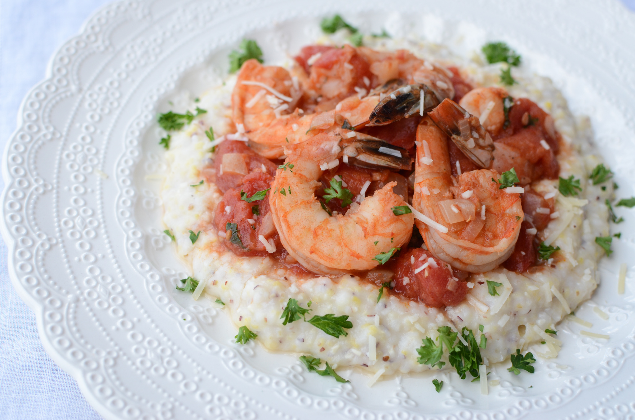 Low Country Shrimp and Grits With Stewed Tomatoes