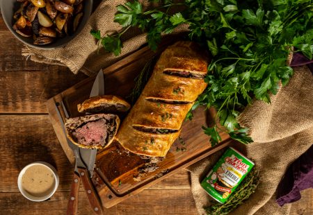 Beef Wellington with Creole Mushroom Mix