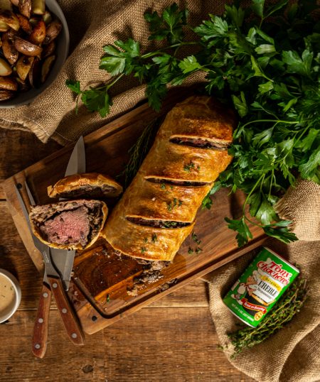 Beef Wellington with Creole Mushroom Mix