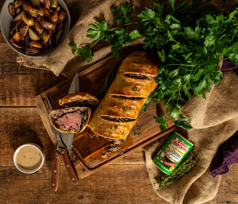 Beef Wellington with Creole Mushroom Mix