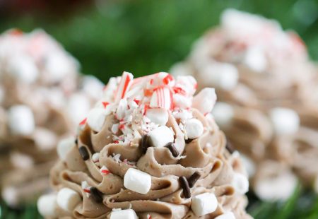 Hot Chocolate Cupcakes with Praline Filling
