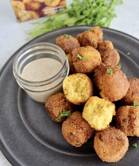 Green Chile Hush Puppies with Garlic Aioli