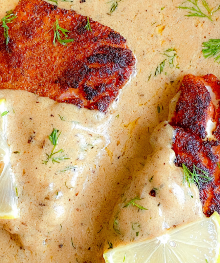 Blackened Salmon with Creole Lemon Dill Sauce