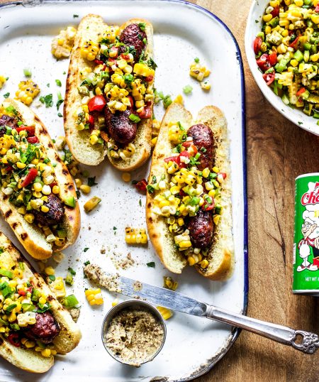 Sausage Dogs with Cajun Corn Salsa