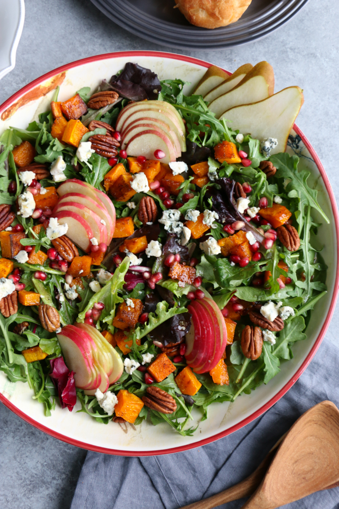 Autumn Salad with Seasoned Roasted Butternut Squash