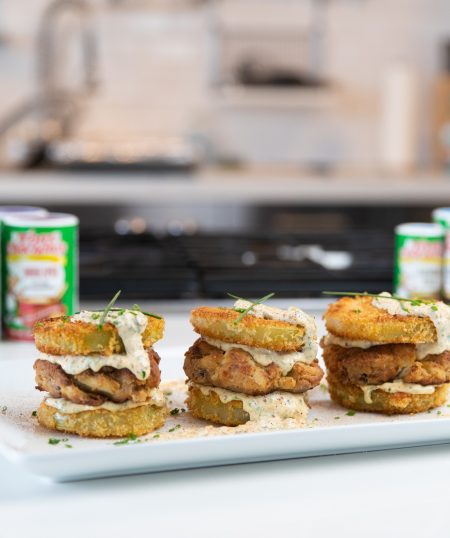 Fried Green Tomato Crab Cake Sandwich with Remoulade