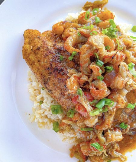 Blackened Catfish with Crawfish Étouffée