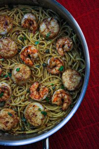 Blackened Scallop and Shrimp Pasta