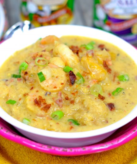 Instant Pot Cheesy Shrimp and Cauliflower Grits