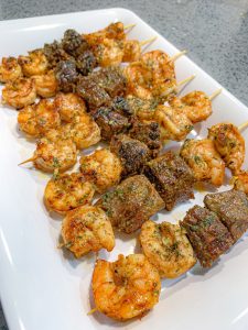 Grilled Garlic Butter Steak and Shrimp Kabobs