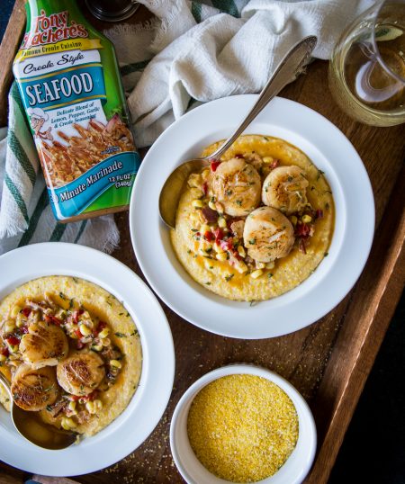 Cajun Scallops and Cheesy Grits