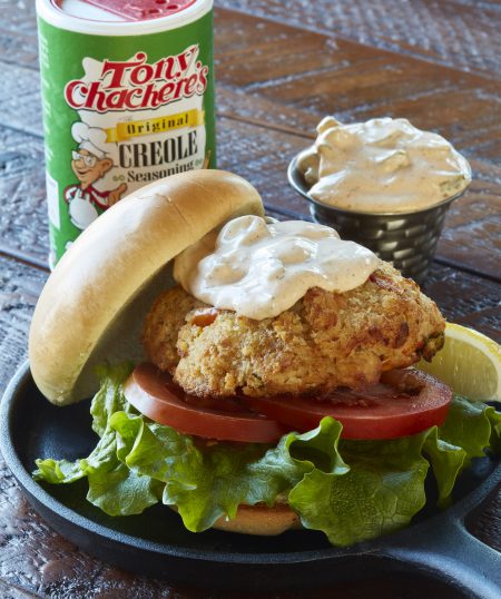 Salmon Burgers with Cajun Tartar Sauce