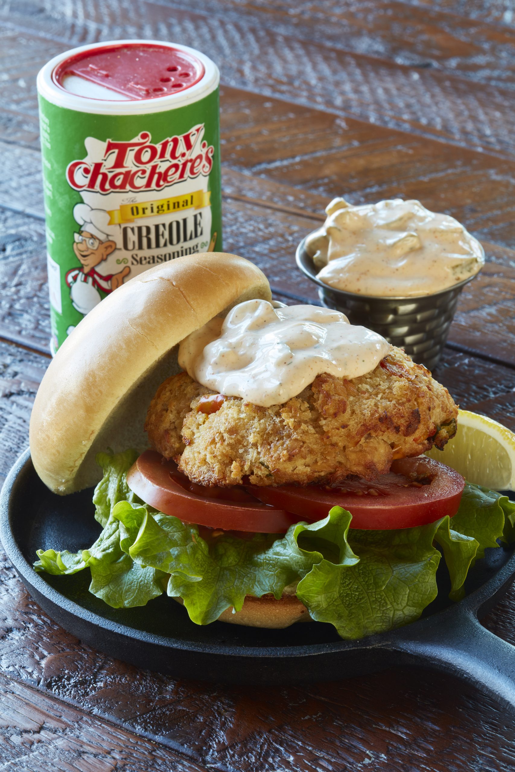 Salmon Burgers with Cajun Tartar Sauce