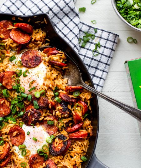 Skillet Eggy Jambalaya Breakfast Bake