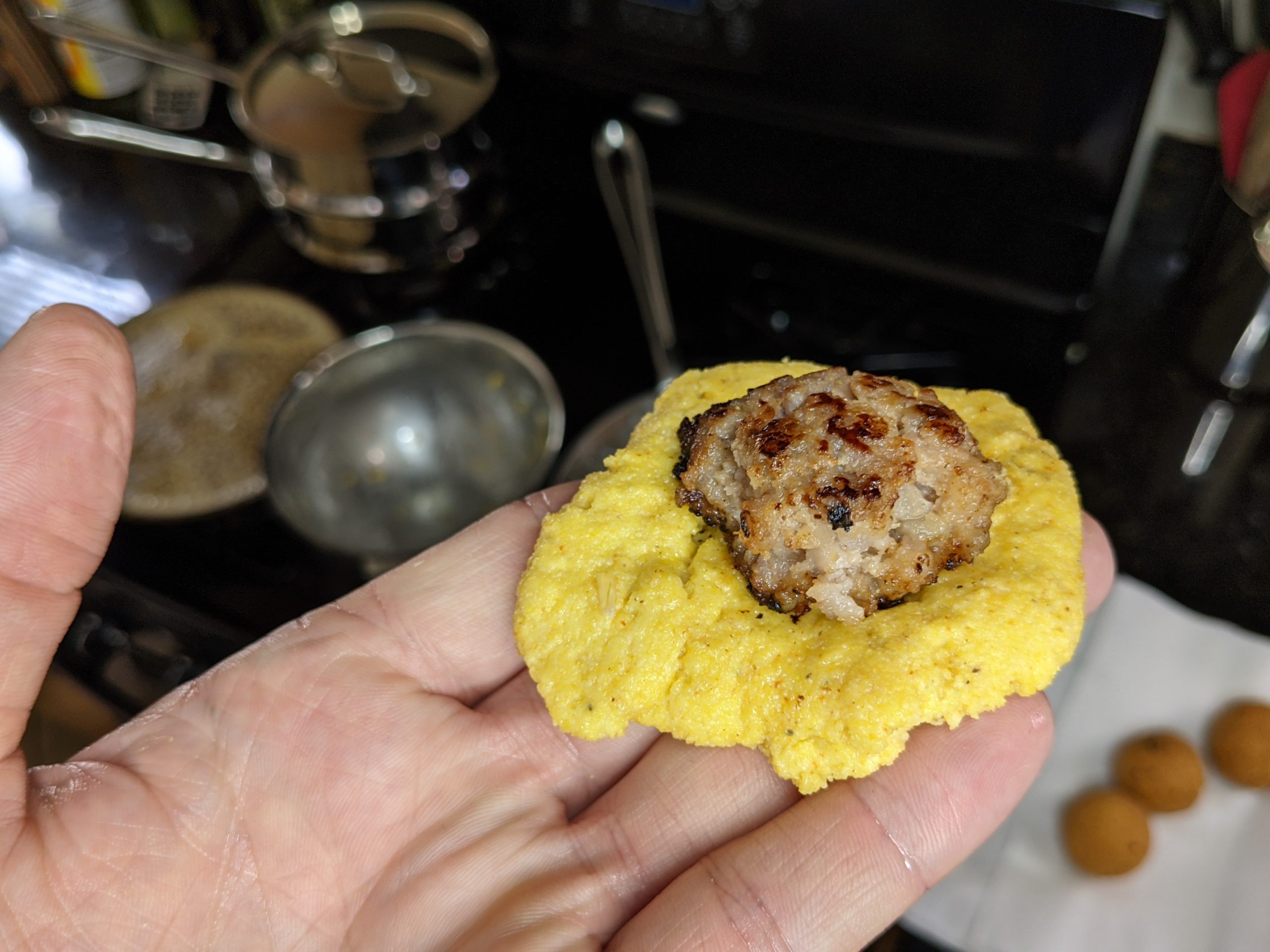 Sausage Stuffed Hush Puppies with Creole Honey Butter