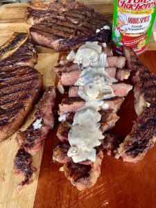 Creole Ribeye with Mushroom Cream Sauce