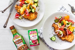 Crispy Creole Chicken Cutlets with Tomato Cucumber Salad 2