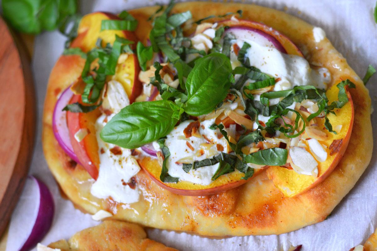 Peach & Burrata Flatbread with Honey Drizzle 2