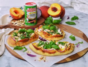 Peach & Burrata Flatbread with Honey Drizzle