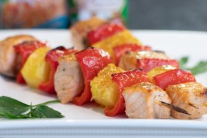 Creole Salmon and Pineapple Skewers