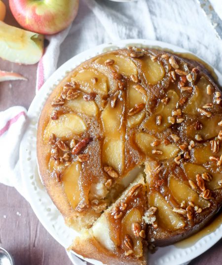 Upside-Down Apple Pecan Cake