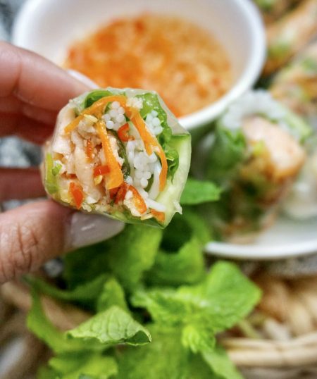 Creole Salmon Spring Rolls