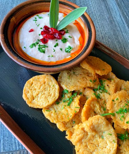 Navy Bean Hummus with Spanish Rice Crackers