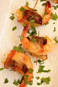 Date-Stuffed Shrimp with Praline Sauce