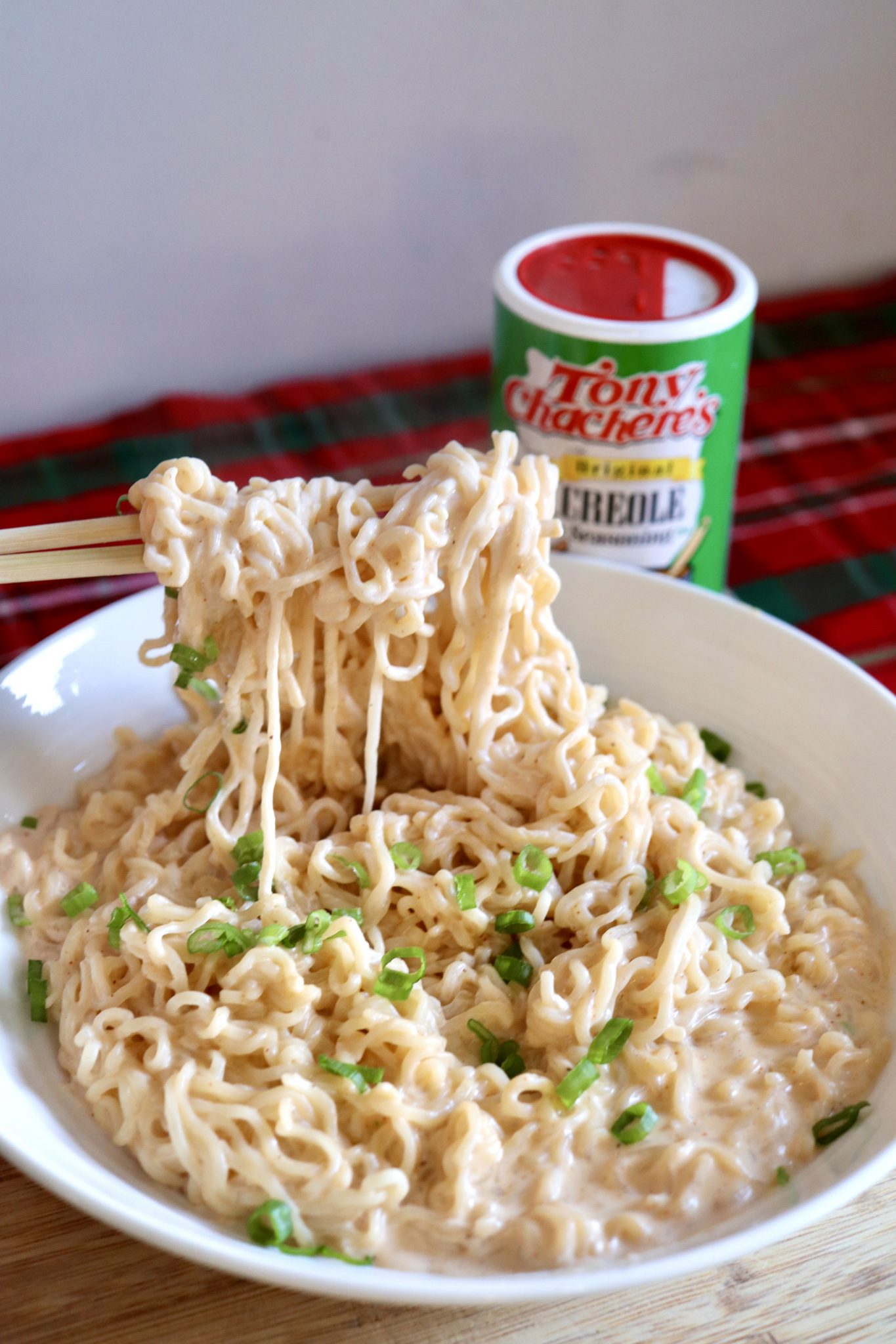 Cheesy Cajun Ramen by Eat For Cheap Tony Chachere's