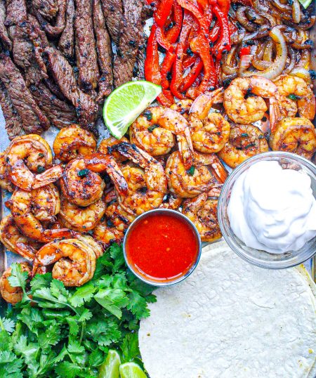 Cajun Shrimp & Steak Fajitas