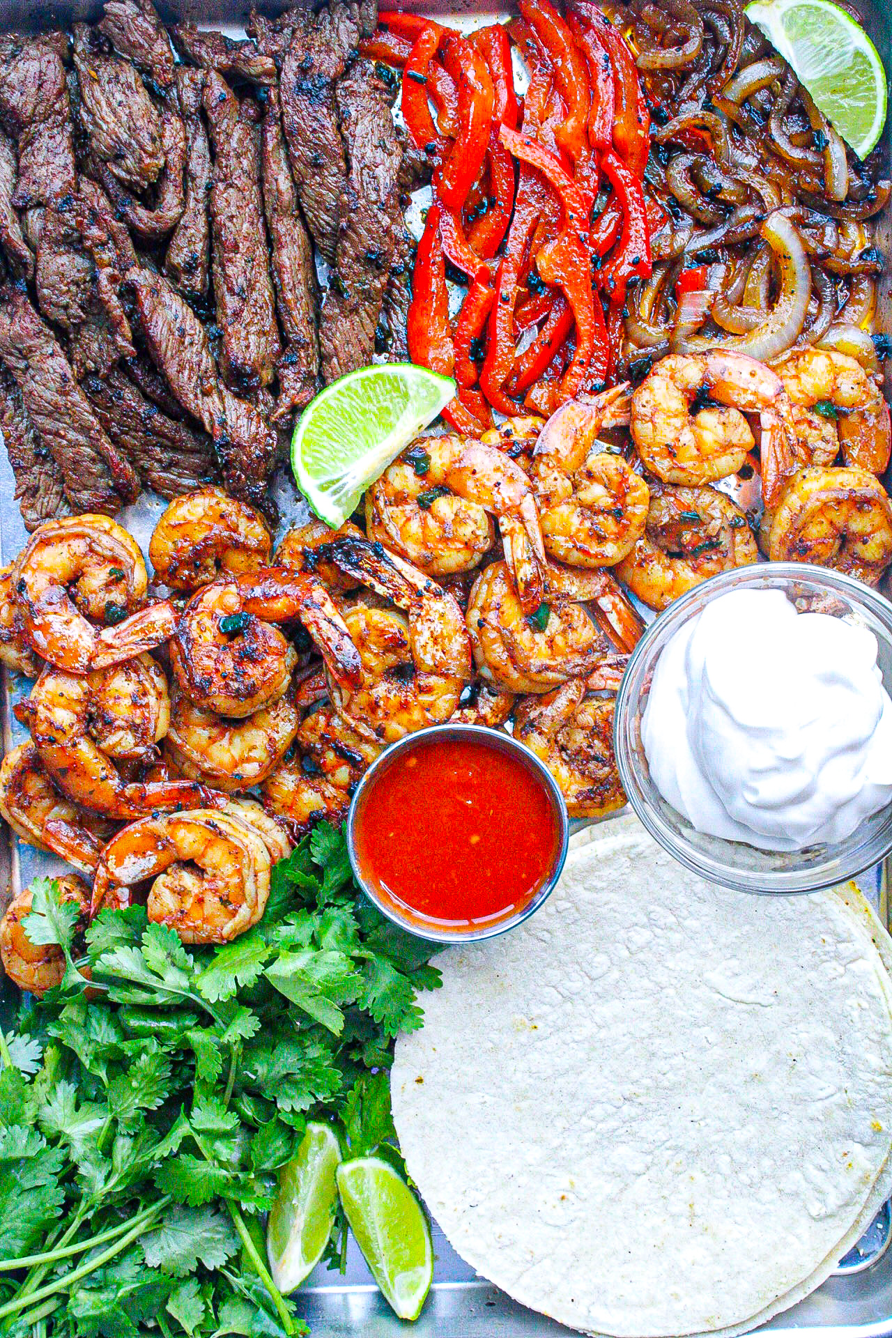 Cajun Shrimp & Steak Fajitas