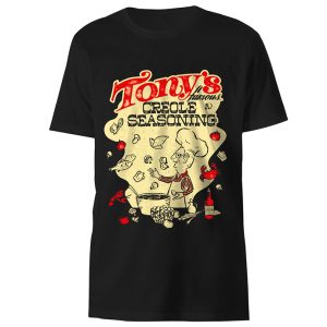 black short sleeve Tony's famous creole seasoning t-shirt