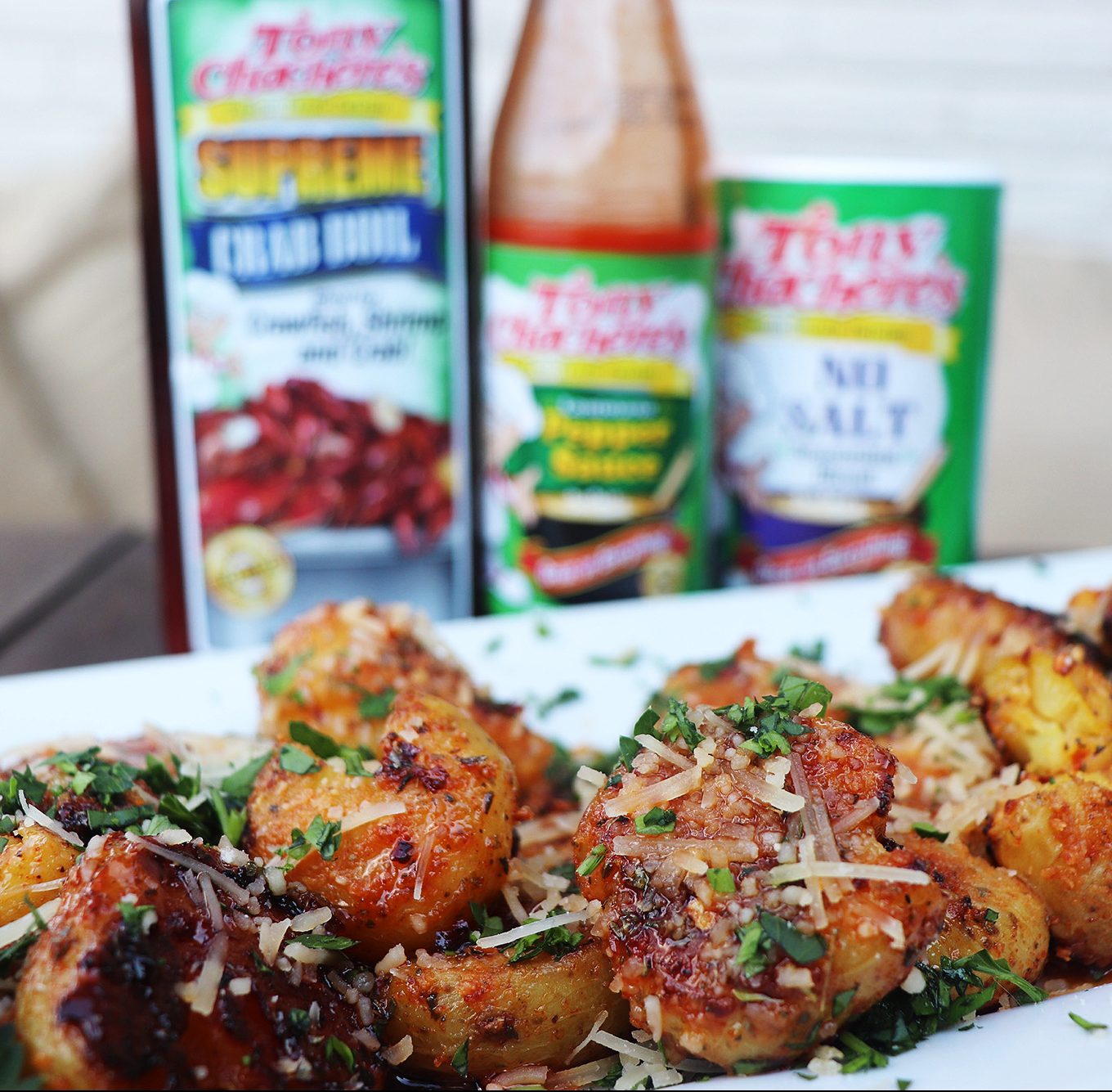 Sweet Heat Smashed Potatoes