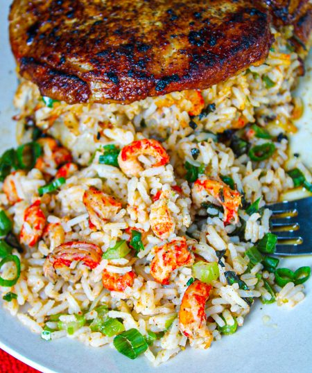 Crawfish Rice-Stuffed Pork Chops