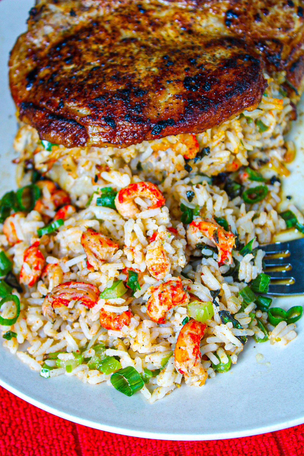 Crawfish Rice-Stuffed Pork Chops