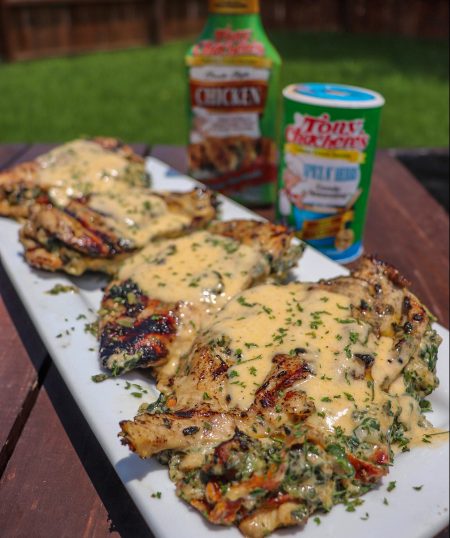 Grilled Stuffed Chicken with Cream Sauce