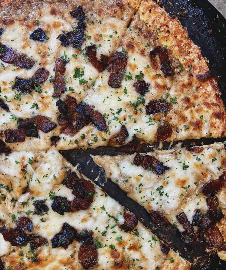 Chicken Crust Bacon Alfredo Pizza