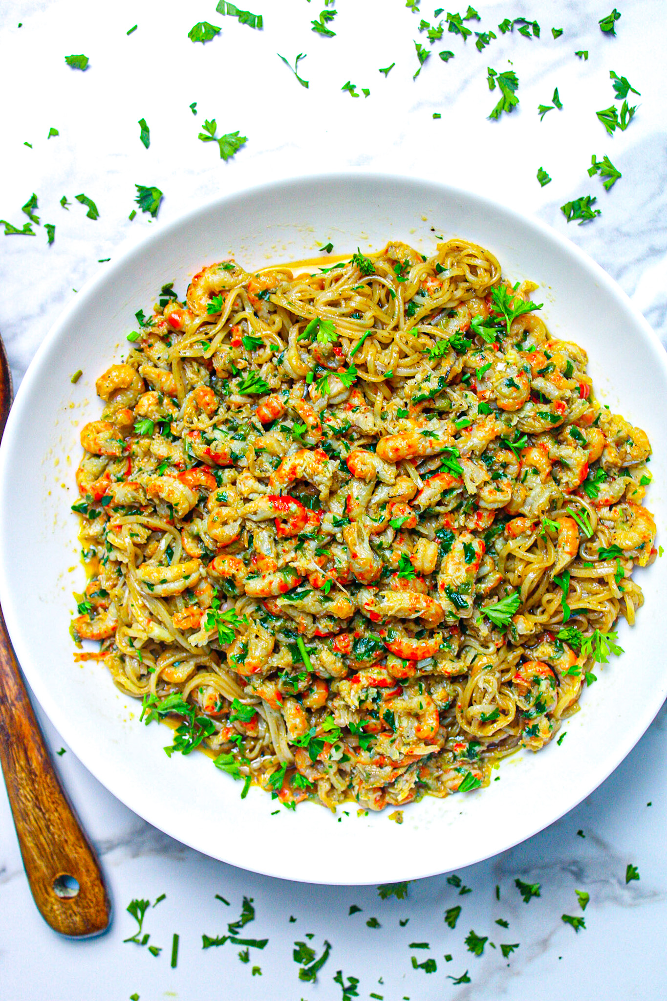 Crawfish Rice Noodle Scampi