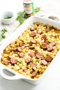 Cajun Cheesy Potato Casserole with Andouille Sasage