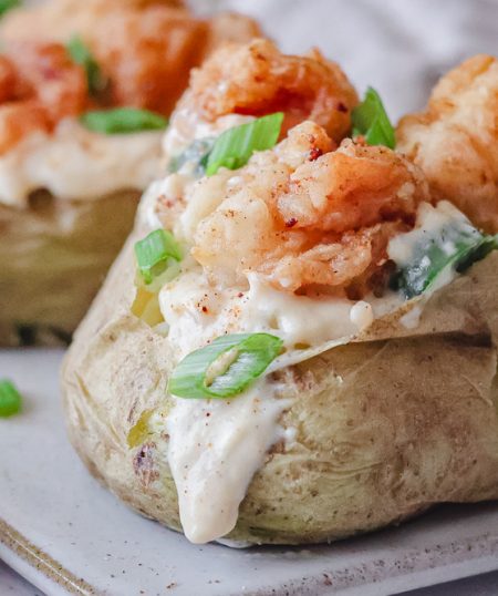 Fried Shrimp Alfredo Potato