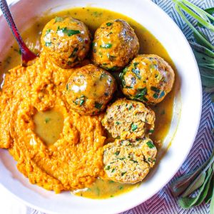 chicken meat balls with sweet potatoes