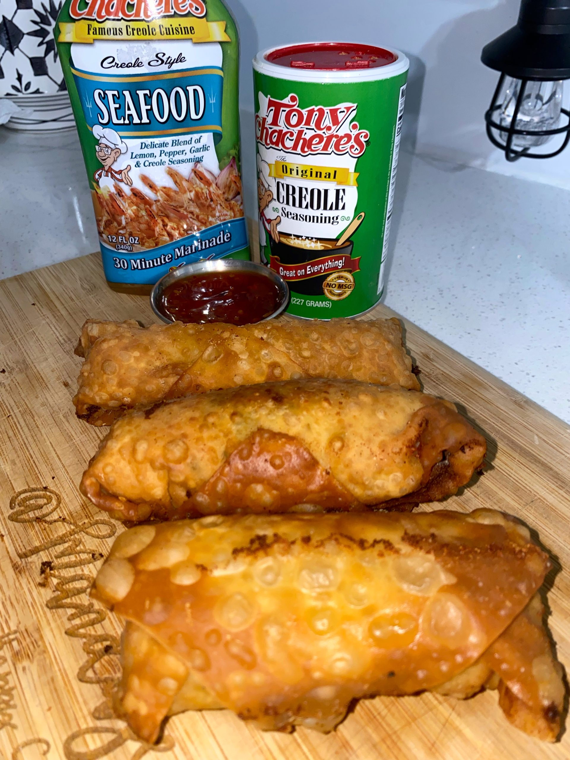 Creamy Cajun Shrimp Dip Eggrolls