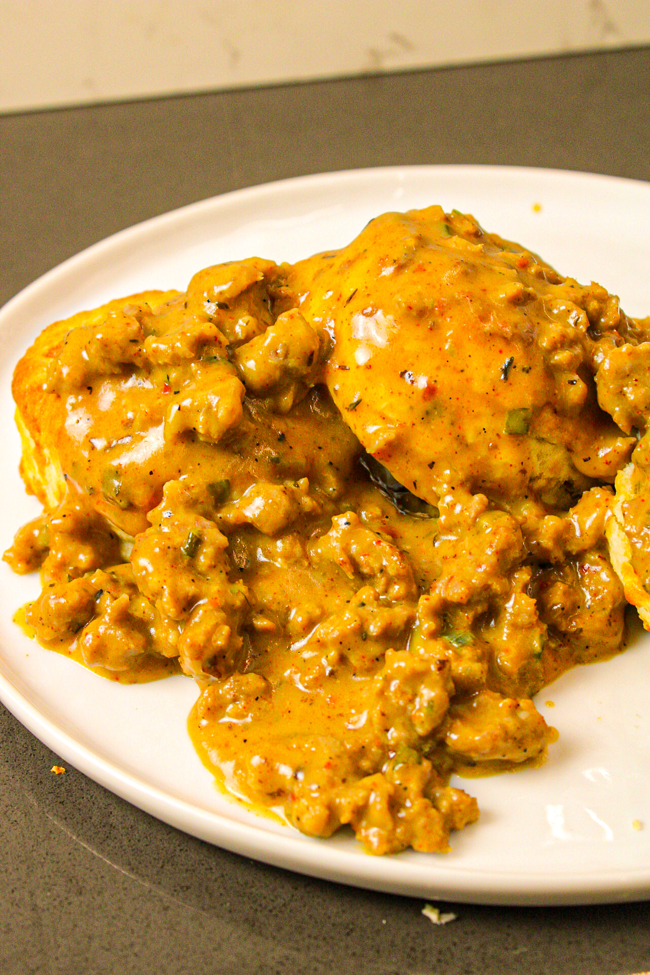 Cheddar Biscuits and Sausage Gravy