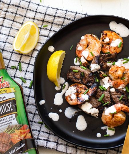 Surf and Turf Skewers with Cajun Horseradish Sauce